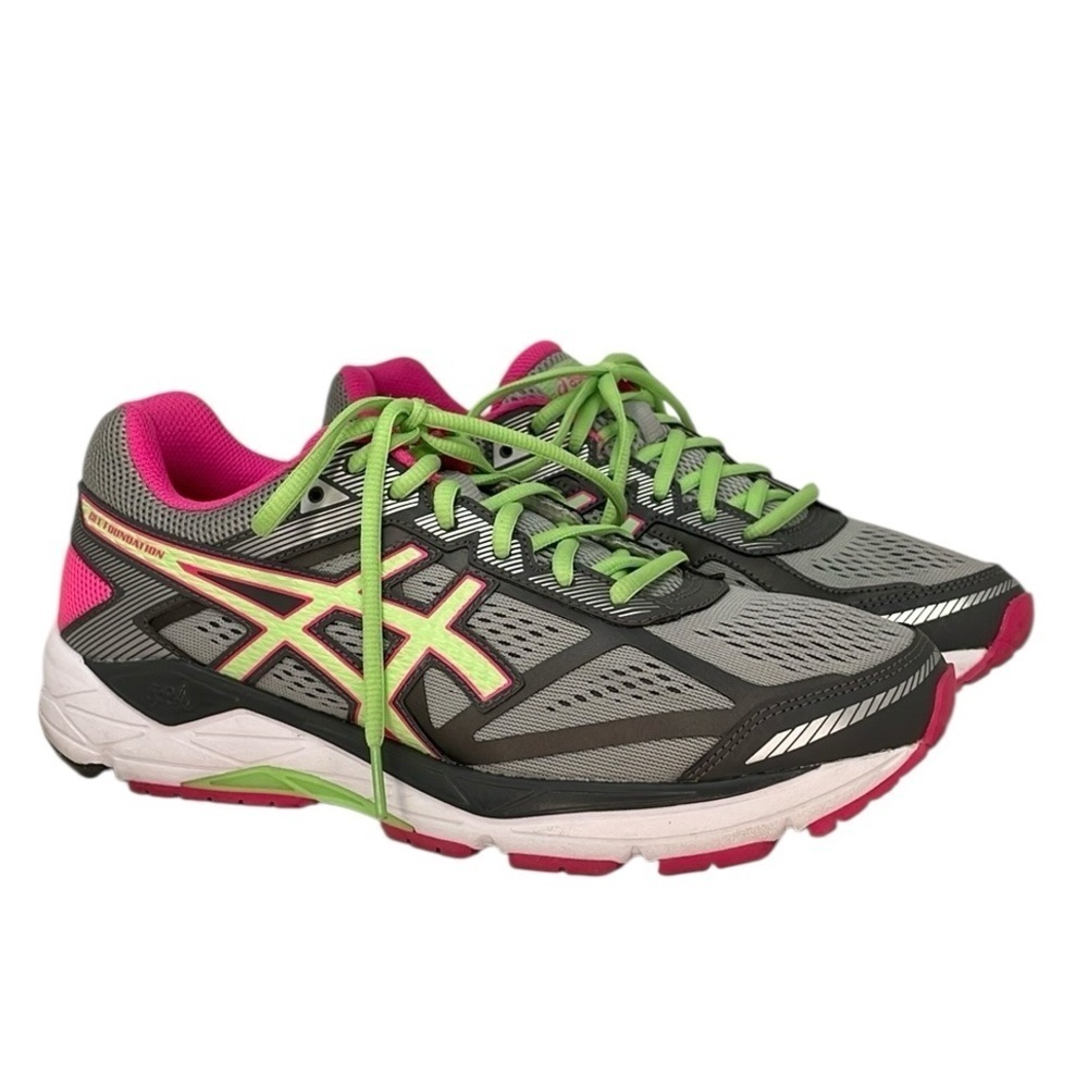 ASICS SHOES Running Athletic Sneakers Dynamic Duomax Grey Pink Size 10